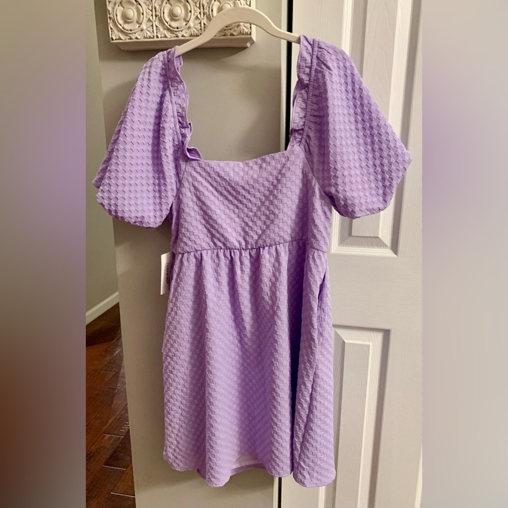 NWT Purple Puff Sleeve Square Neck Sundress - SZ S